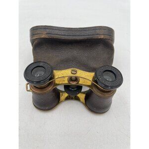 Antique Chevalier Opticien Paris Opera Glasses Case & Red Satin Interior